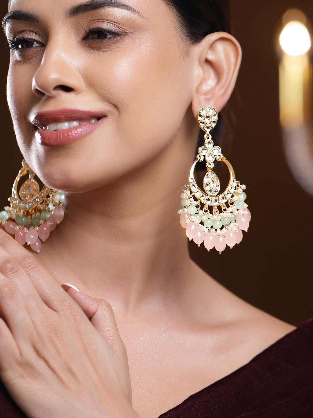 Royal Radiance in Pastels Chandbali フリーサイズ