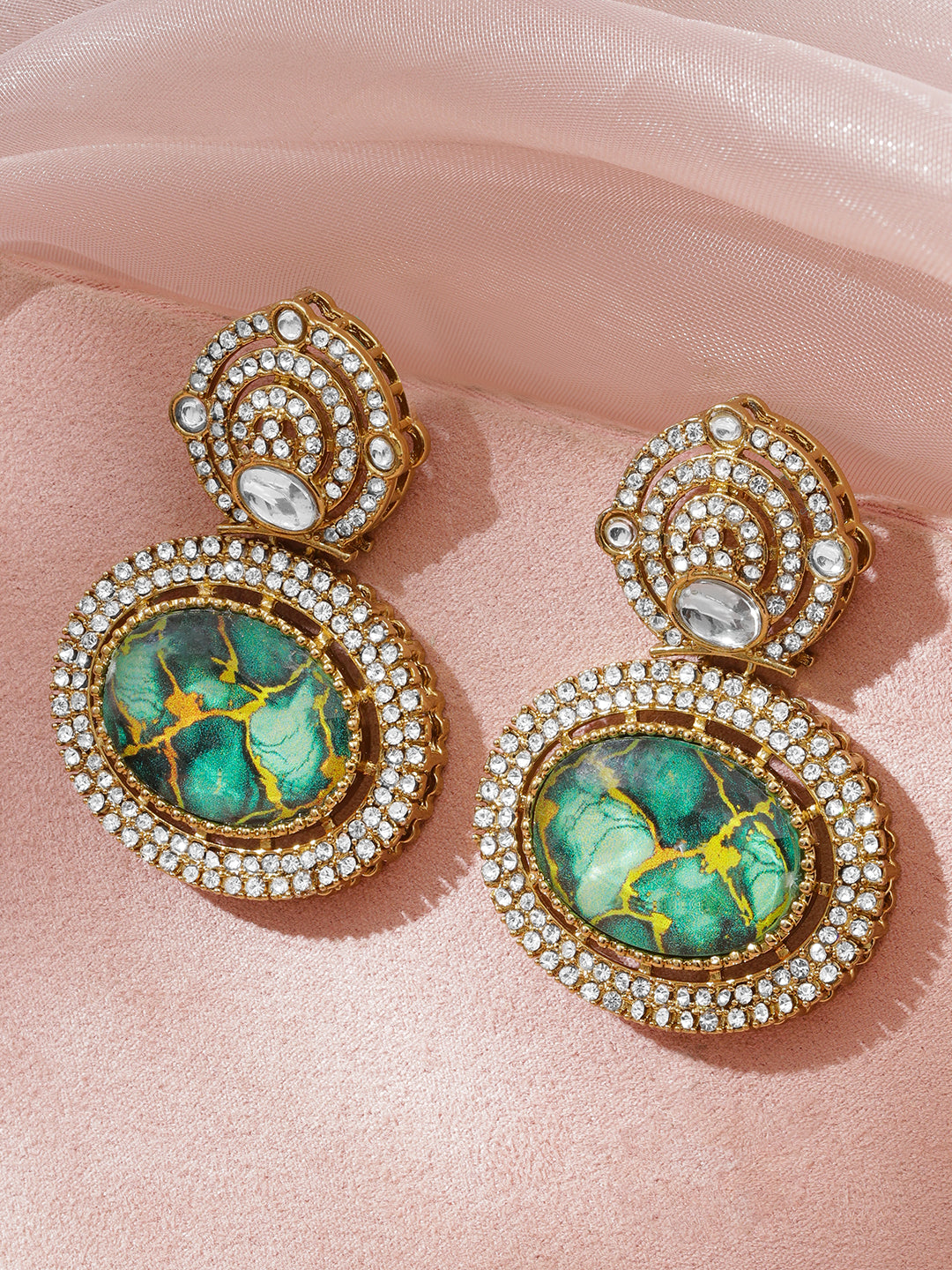 Royal Green Dangler Earrings フリーサイズ
