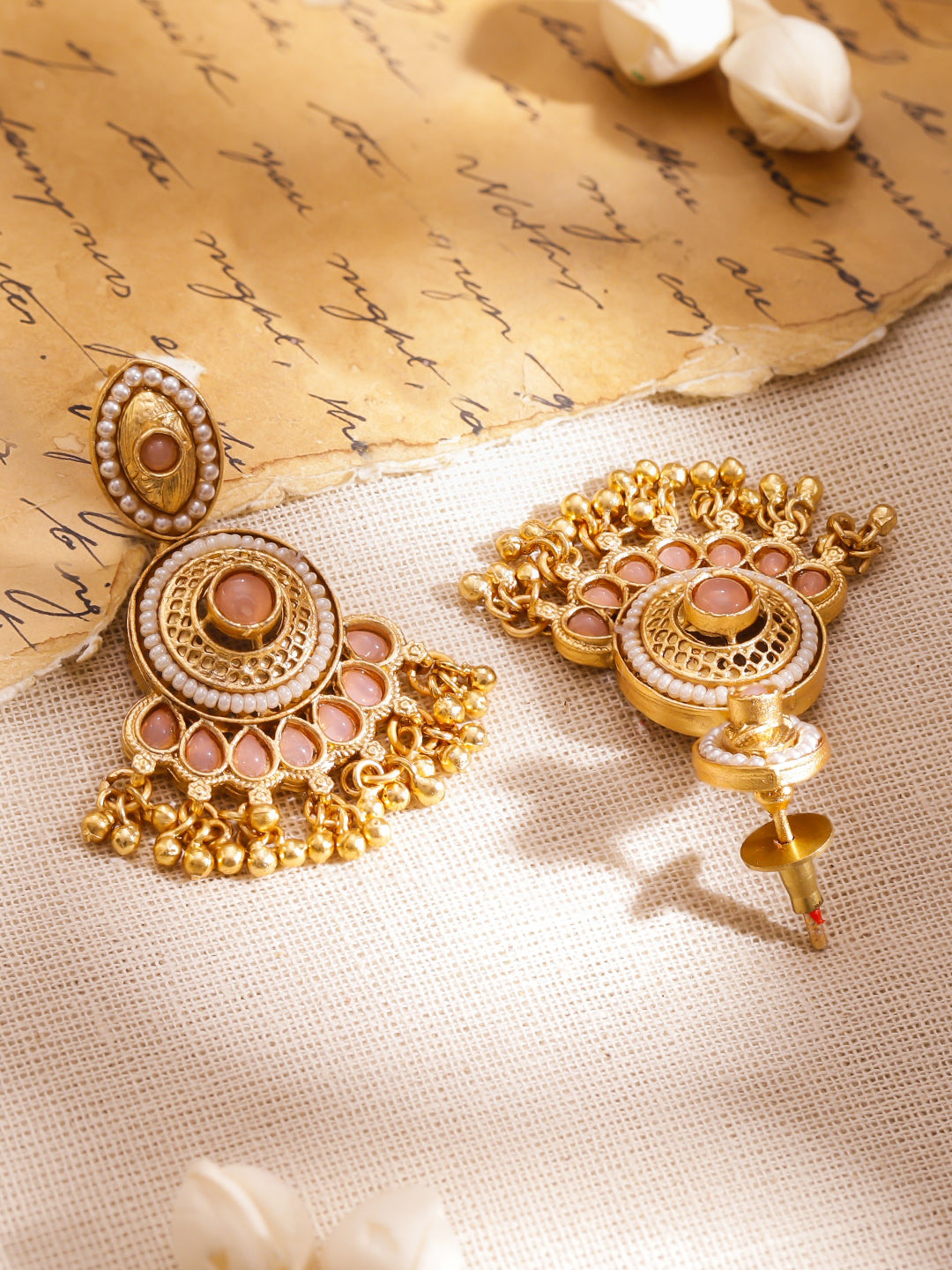 Peach Glow Luxe Danglers フリーサイズ