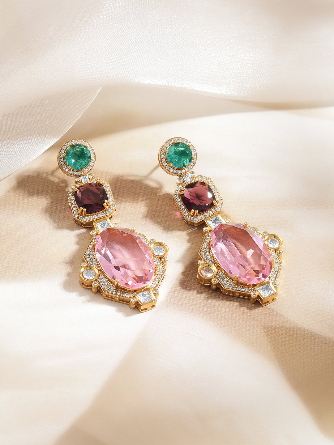 Multicolour Crystal Luxe Statement Earrings フリーサイズ