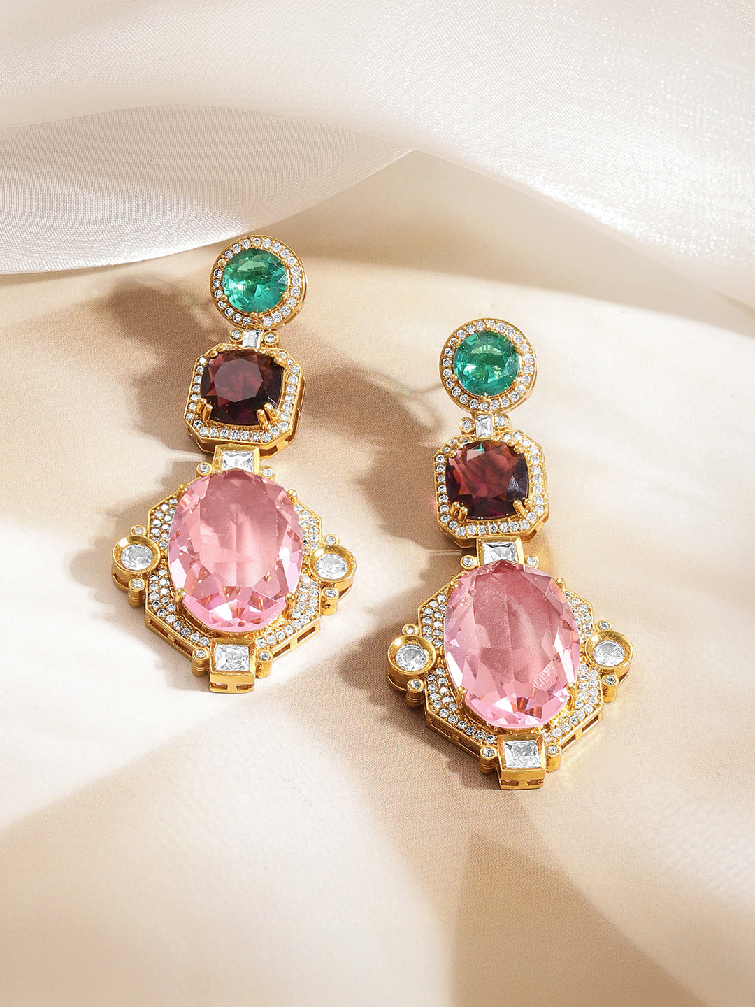 Multicolour Crystal Luxe Statement Earrings フリーサイズ