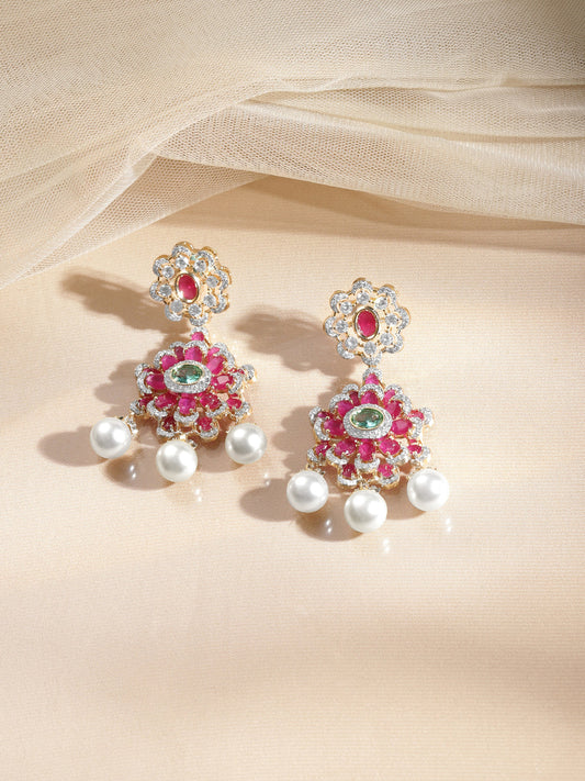 Multicolor Crystal Bloom Floral Drops フリーサイズ