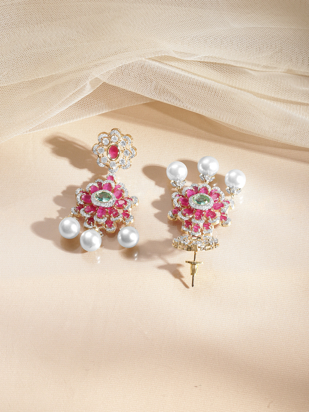 Multicolor Crystal Bloom Floral Drops フリーサイズ
