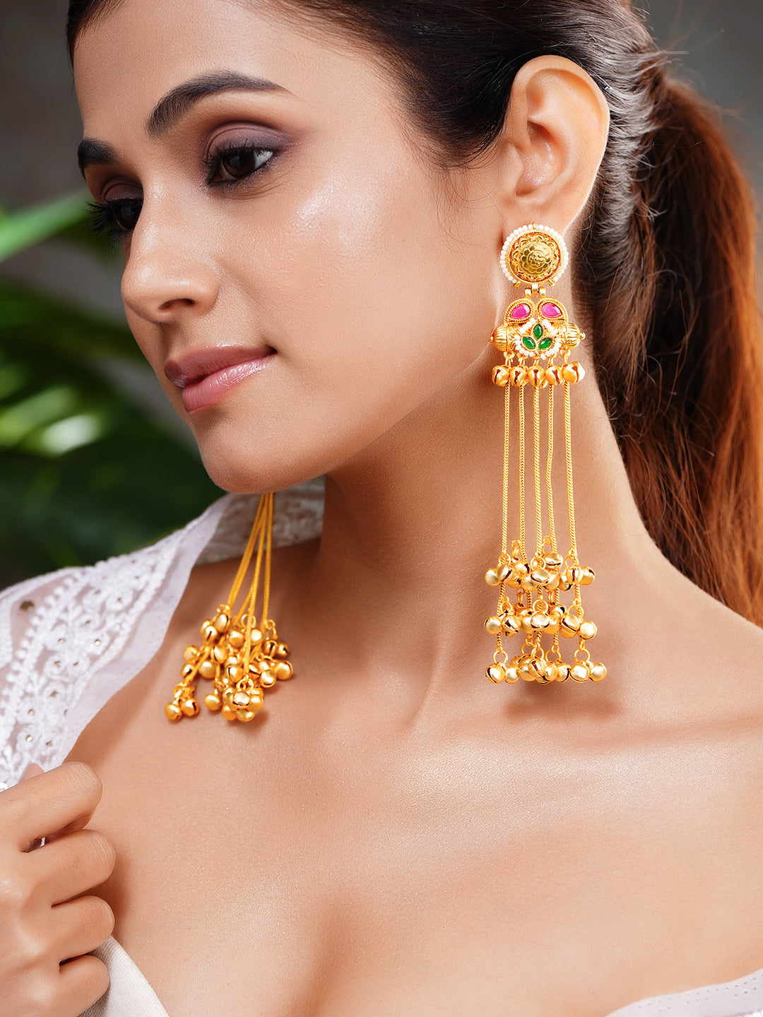 Royal Gold Ghungroo Tassel Dangler Earrings フリーサイズ