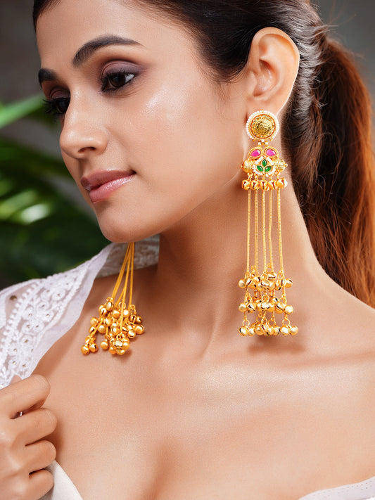 Royal Gold Ghungroo Tassel Dangler Earrings フリーサイズ