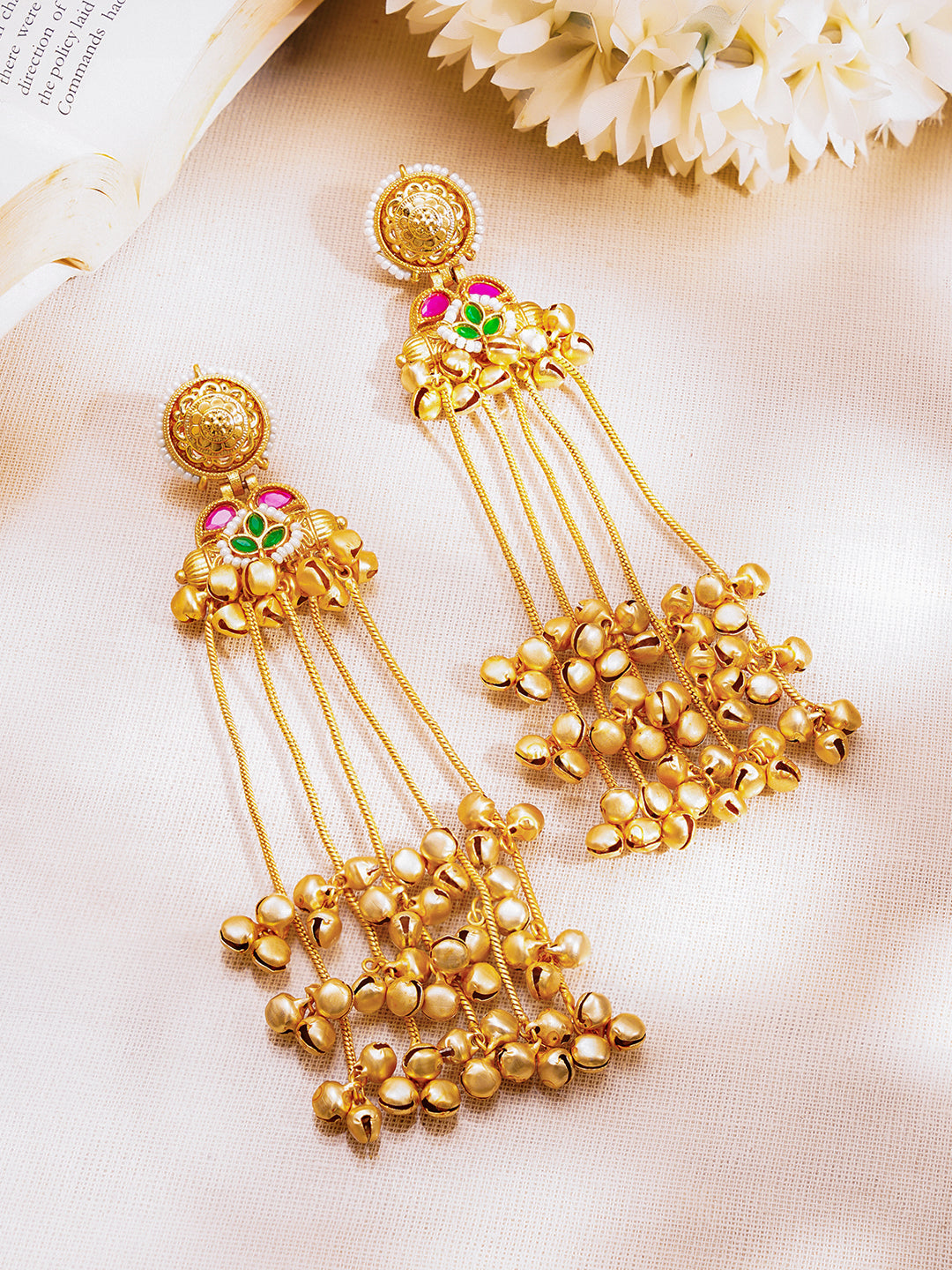 Royal Gold Ghungroo Tassel Dangler Earrings フリーサイズ