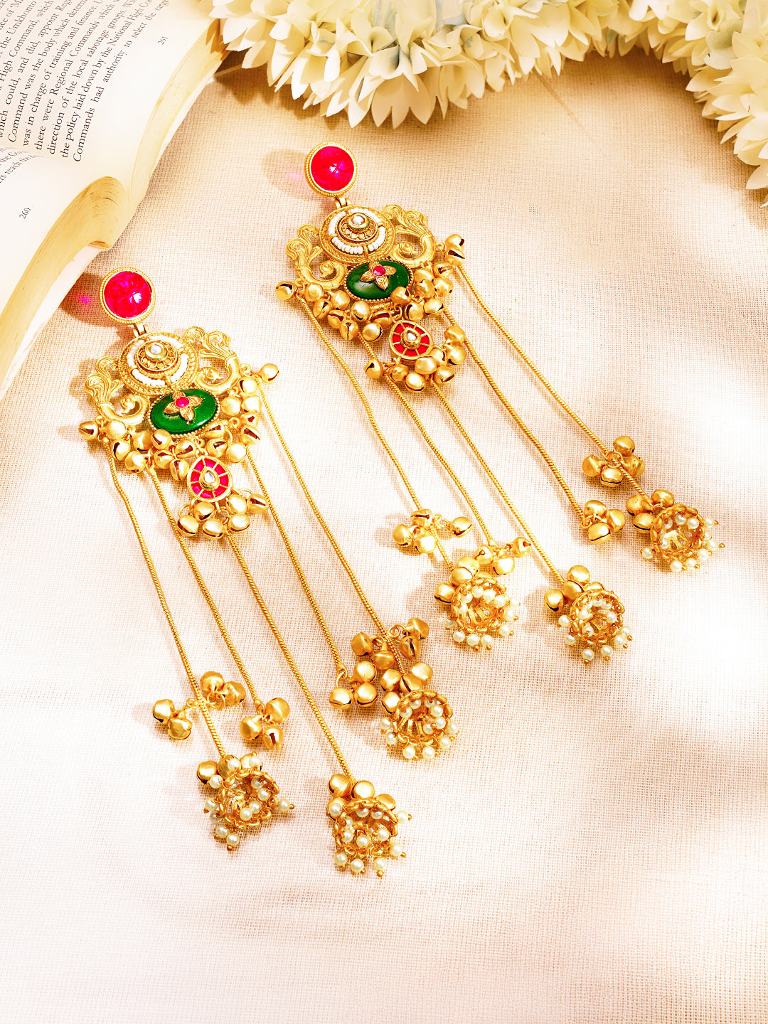 Kashmiri Jhumka Cascade Statement Earrings フリーサイズ
