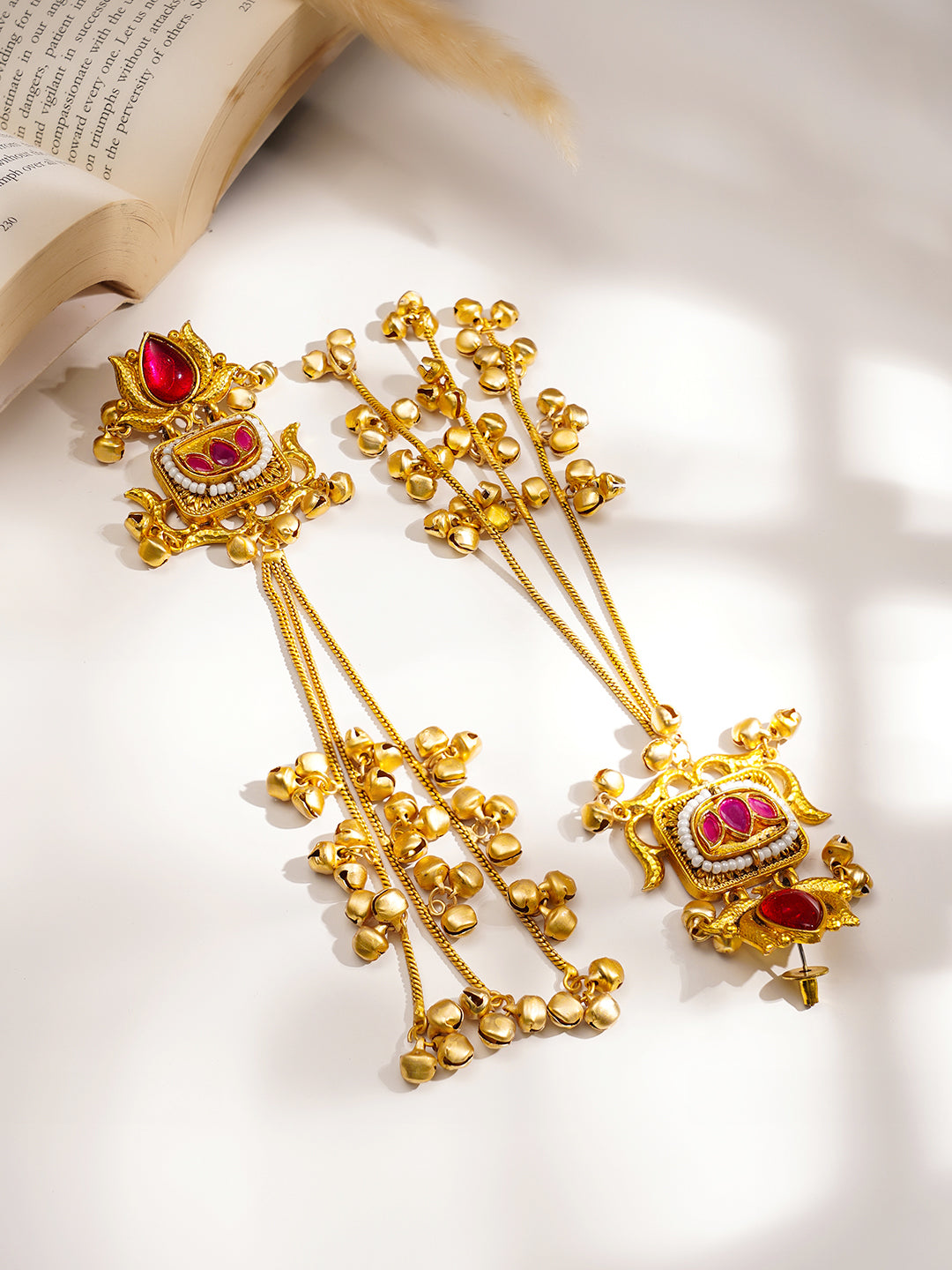 Cascading Kashmiri Dangler Earrings フリーサイズ