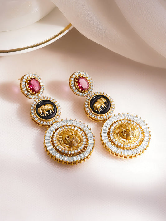 Festive Royal Statement Drop Earrings フリーサイズ