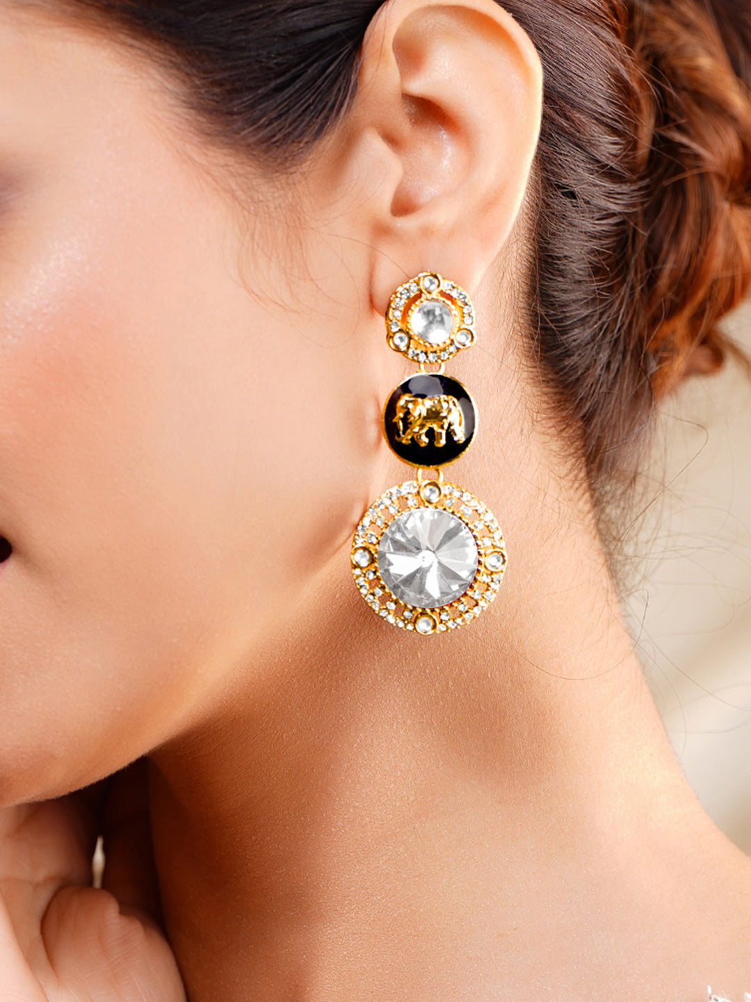 Regal Medallion Zirconia Drop Earrings フリーサイズ