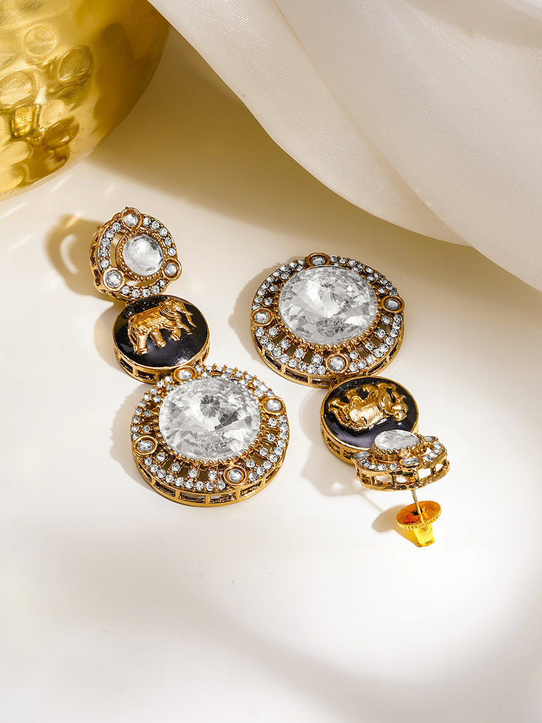 Regal Medallion Zirconia Drop Earrings フリーサイズ
