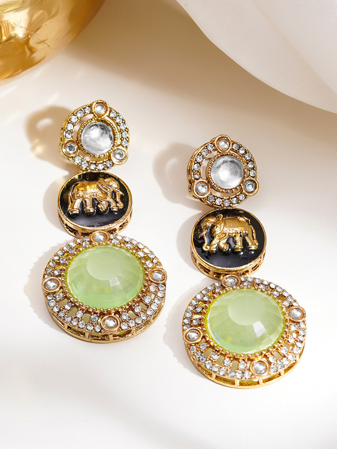 Royal Pastel Medallion Statement Drop Earrings フリーサイズ