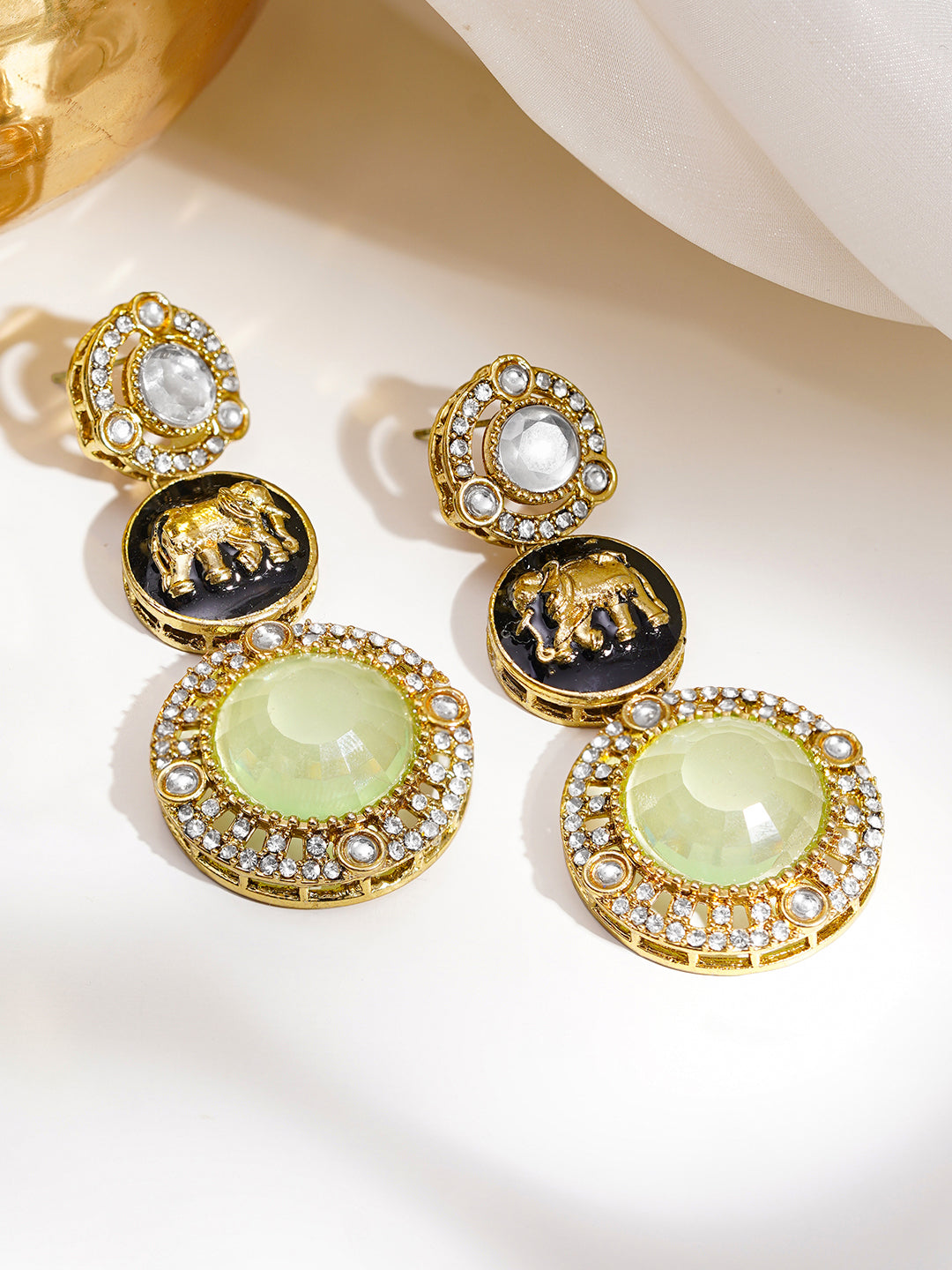 Royal Pastel Medallion Statement Drop Earrings フリーサイズ