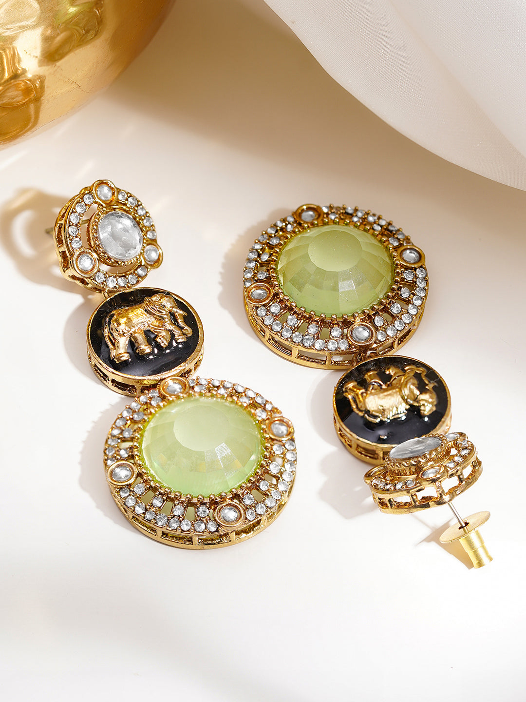 Royal Pastel Medallion Statement Drop Earrings フリーサイズ