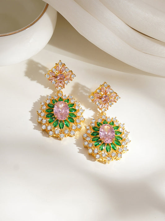 Blooming Radiance Crystal Statement Earrings フリーサイズ