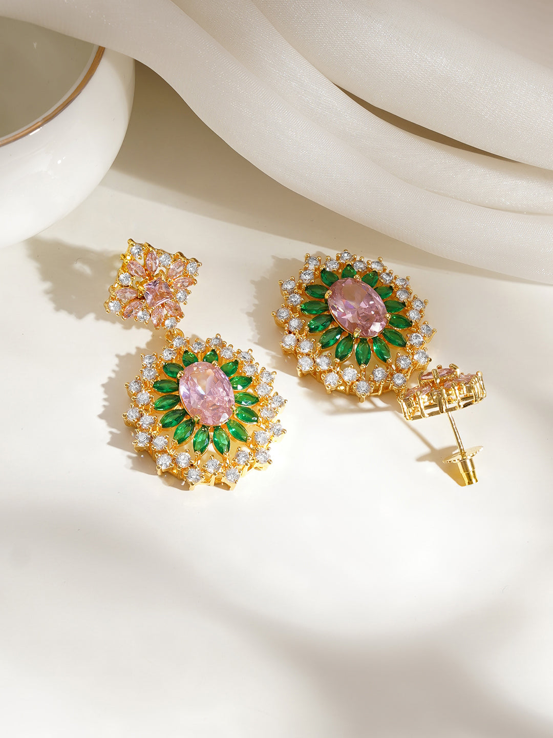 Blooming Radiance Crystal Statement Earrings フリーサイズ