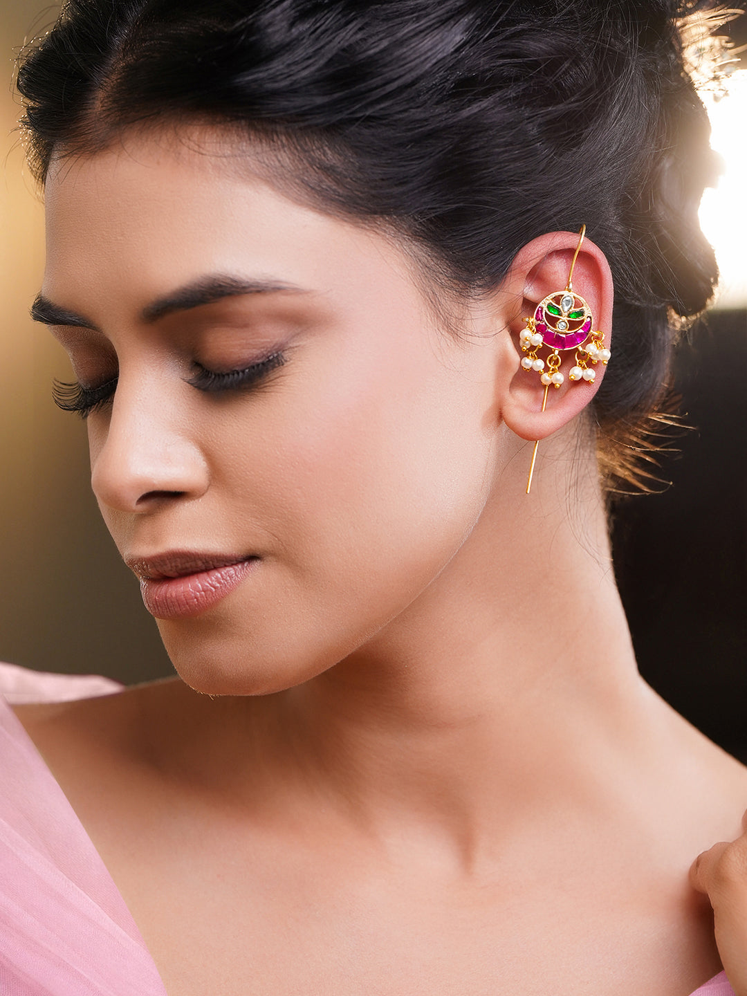Royal Pearl Kundan Ear Cuffs フリーサイズ