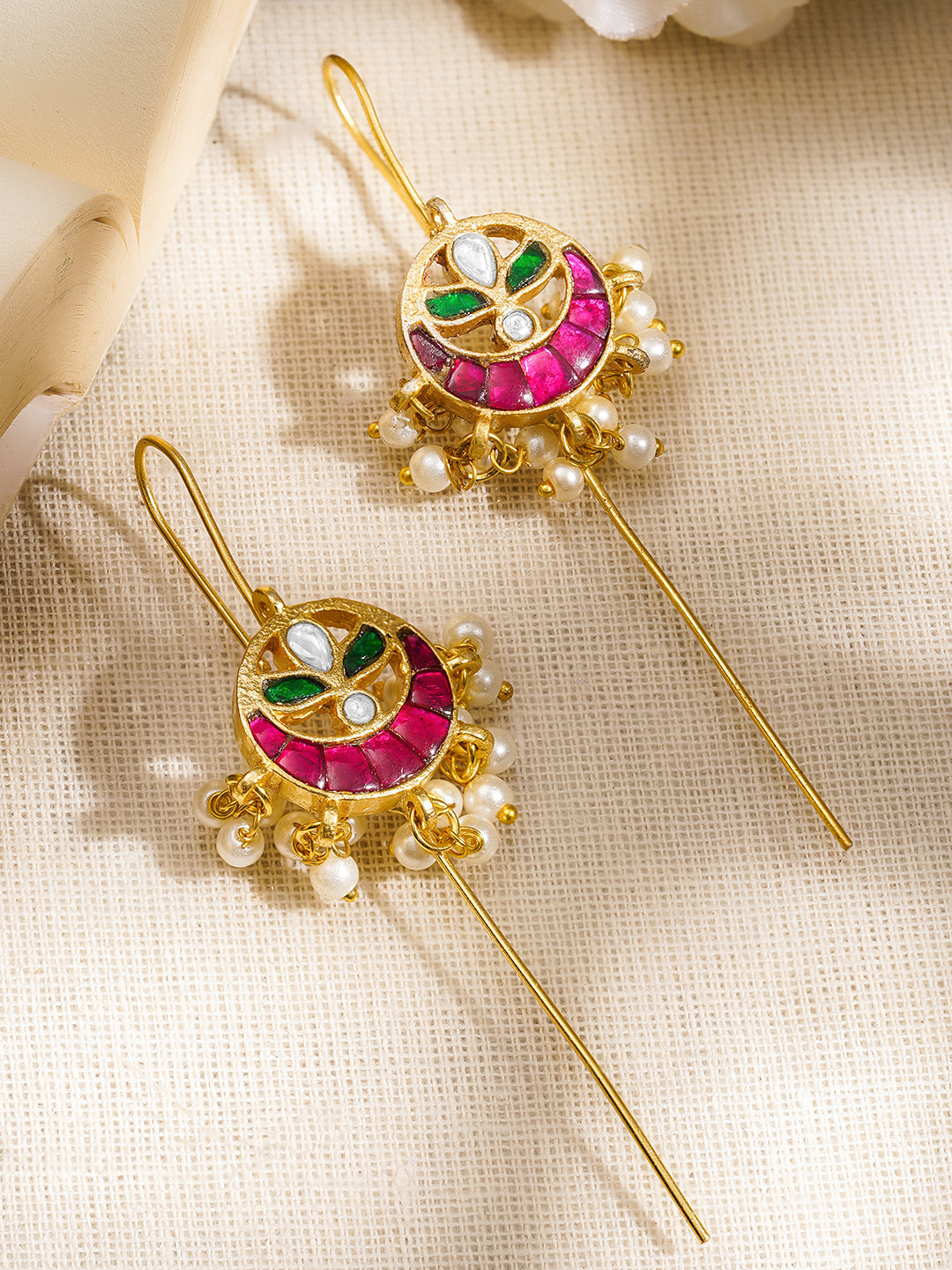 Royal Pearl Kundan Ear Cuffs フリーサイズ
