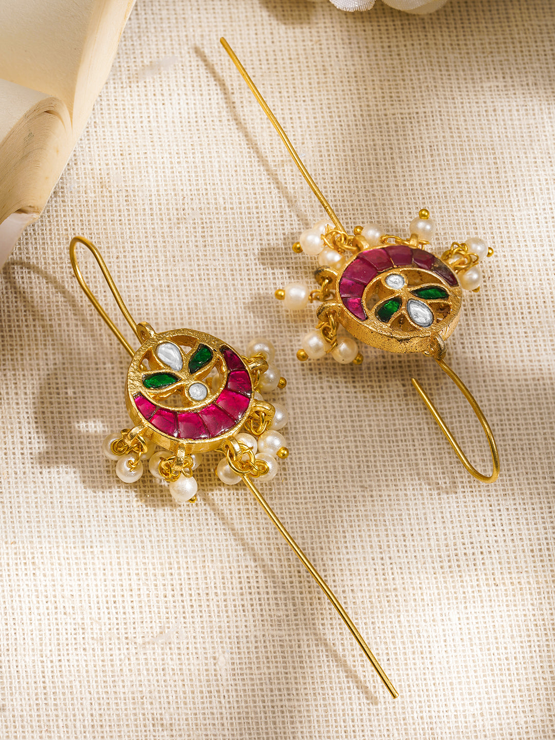Royal Pearl Kundan Ear Cuffs フリーサイズ