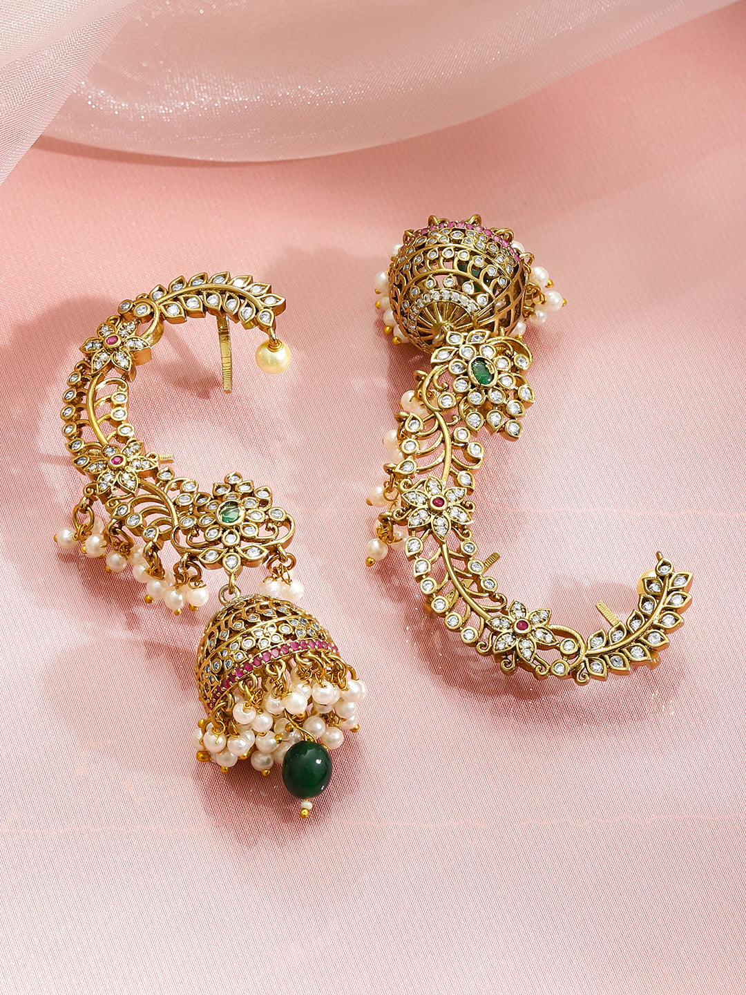 Green-Pink & White Hues Ear cuff Jhumka フリーサイズ