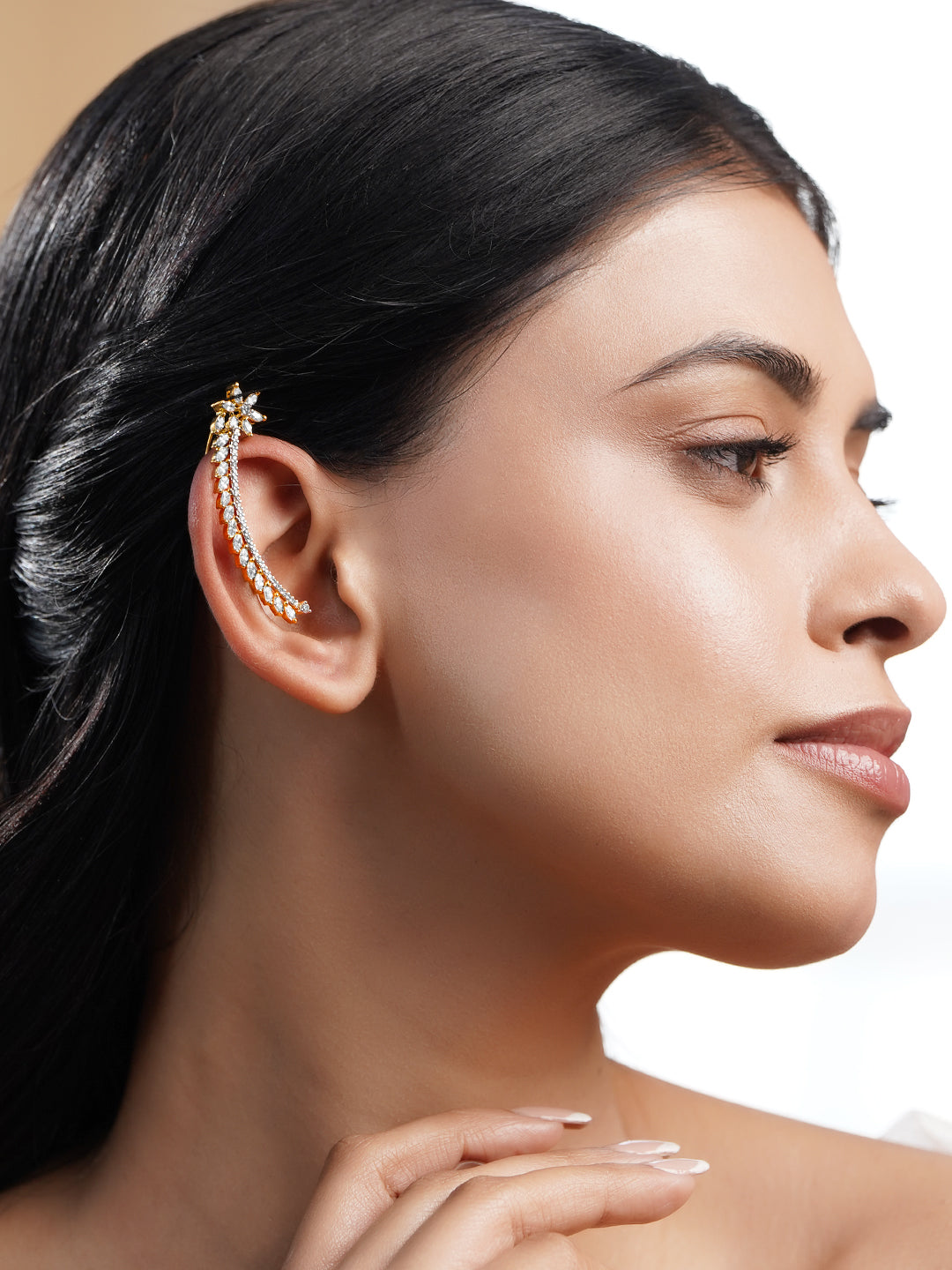 Indo Western Cubic Zirconia Ear Cuff フリーサイズ