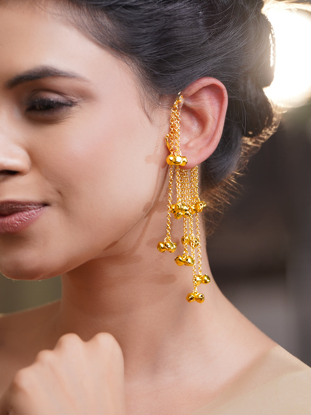 Statement Gold Ghungroo Chain Ear Cuff フリーサイズ