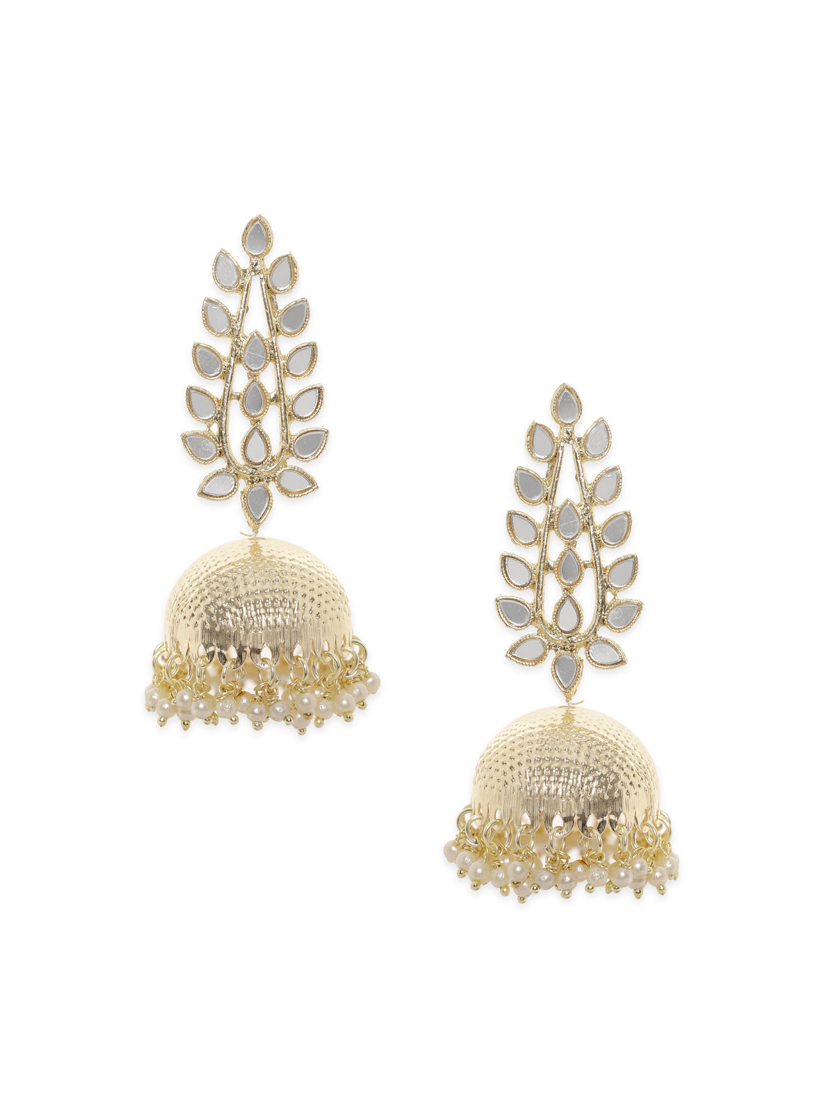 Artisan Mirror & Pearl Jhumka フリーサイズ