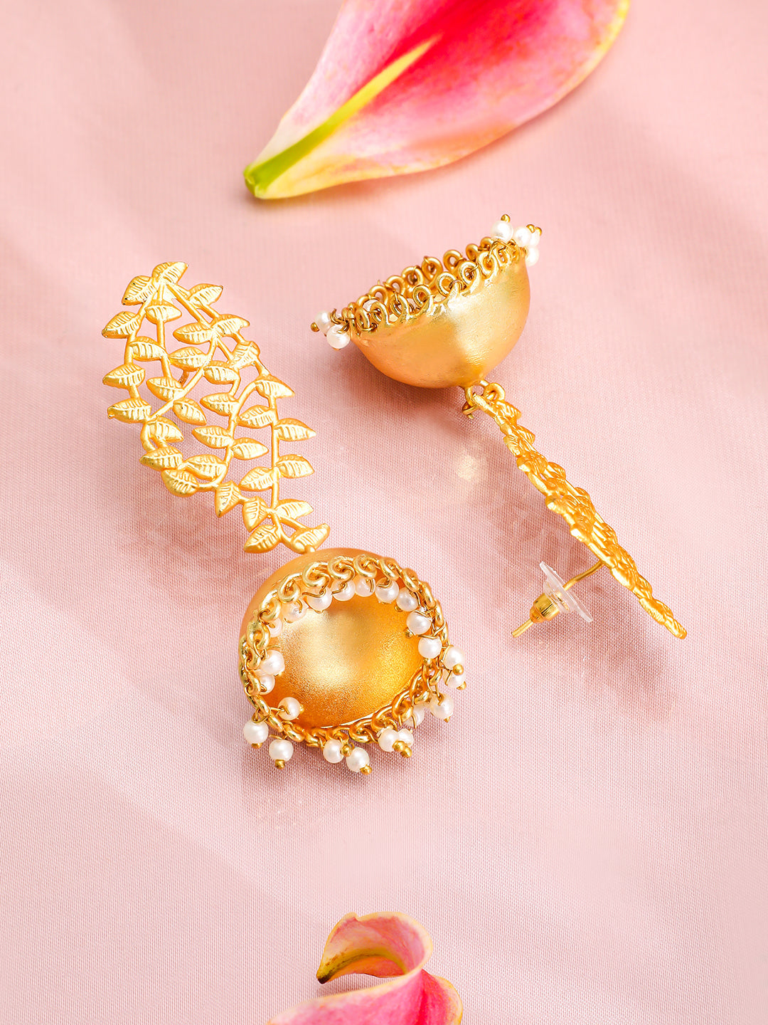 Nature Muse Leafy Dome Jhumka Gold