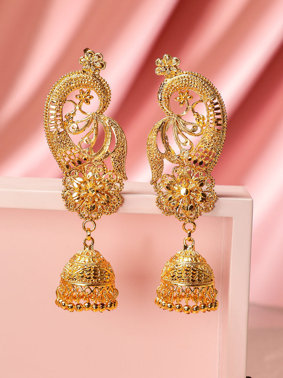 Heritage Peacock Jhumka Earrings フリーサイズ
