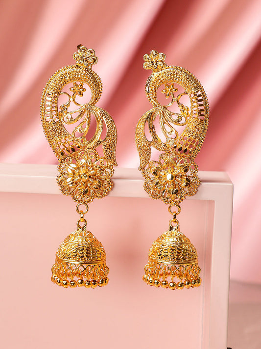 Heritage Peacock Jhumka Earrings フリーサイズ