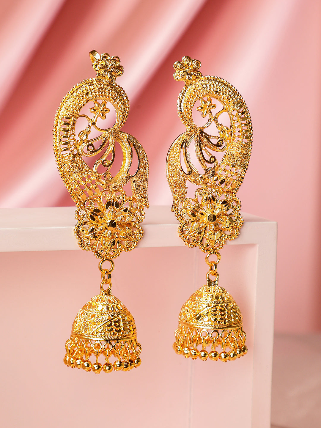 Heritage Peacock Jhumka Earrings フリーサイズ