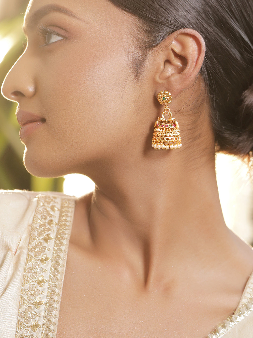 Artisan Peacock Pearl Jhumka フリーサイズ