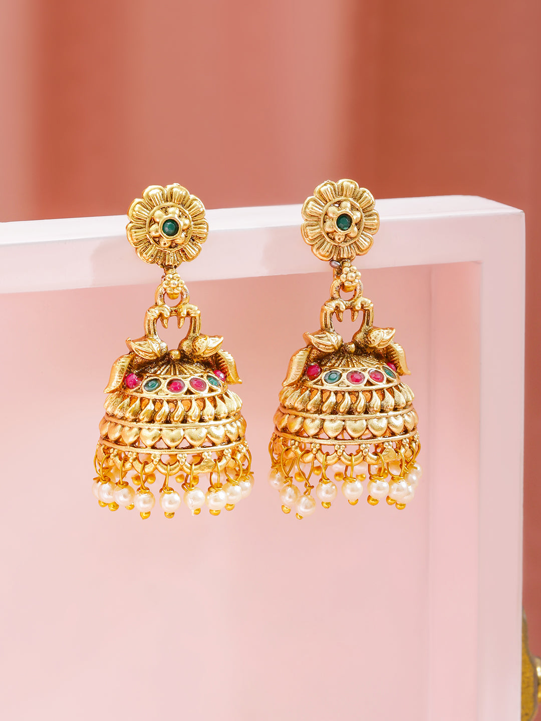 Artisan Peacock Pearl Jhumka フリーサイズ