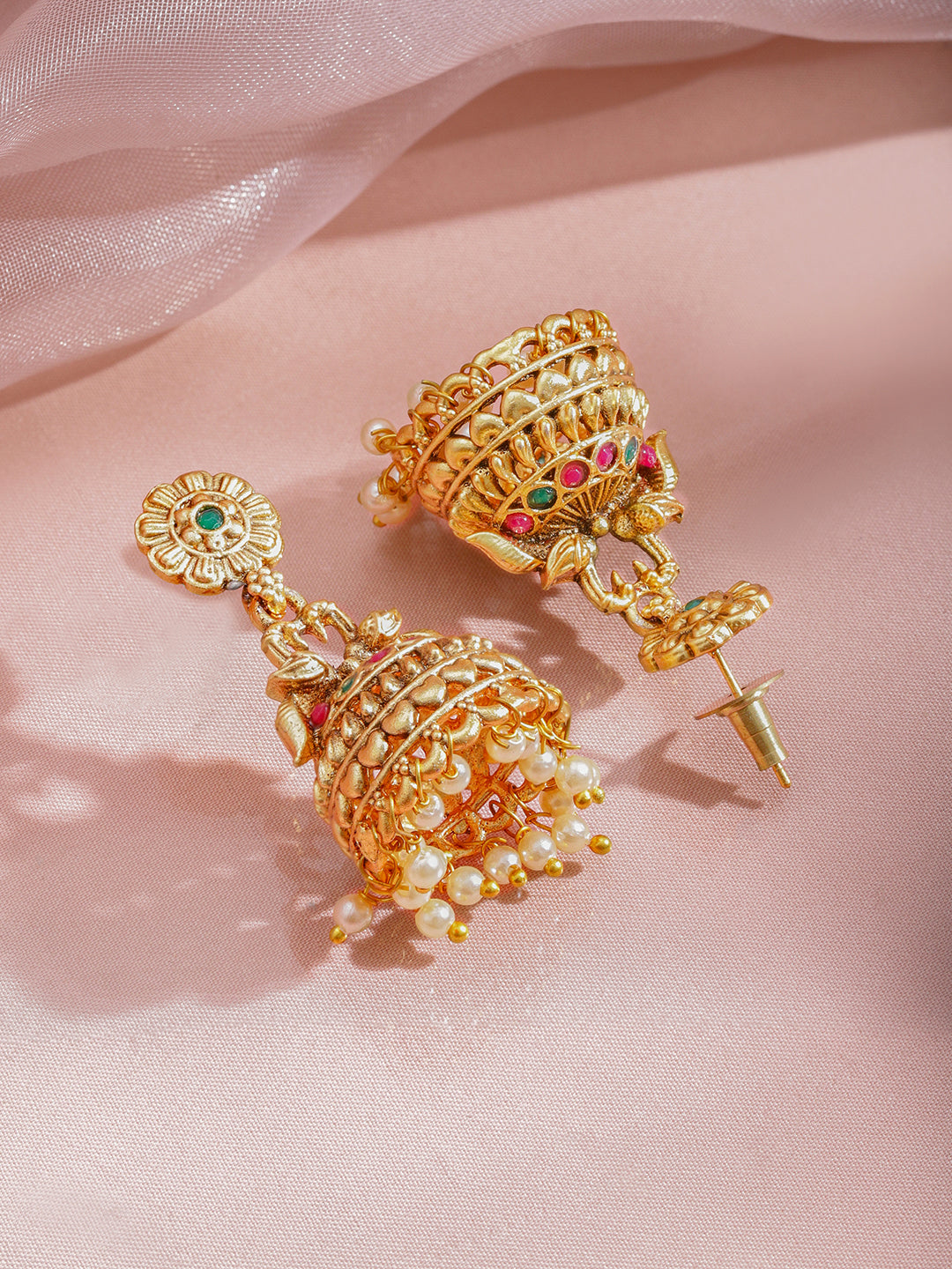 Artisan Peacock Pearl Jhumka フリーサイズ