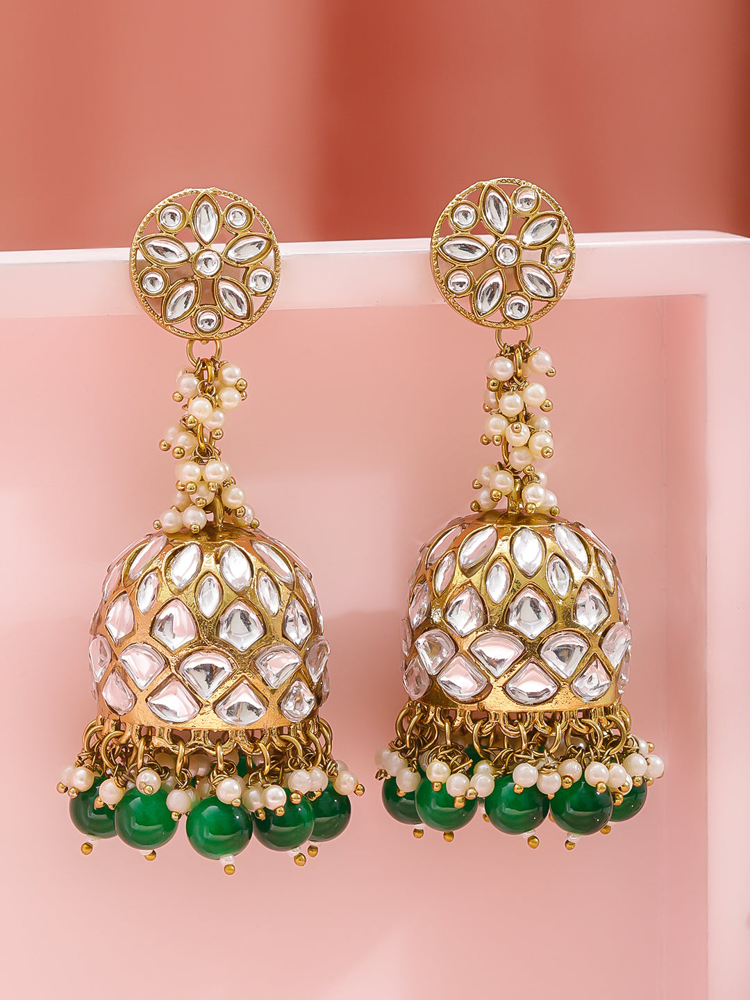 Emerald Whispers Kundan Jhumka フリーサイズ