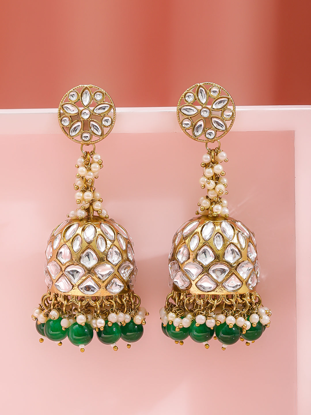 Emerald Whispers Kundan Jhumka フリーサイズ