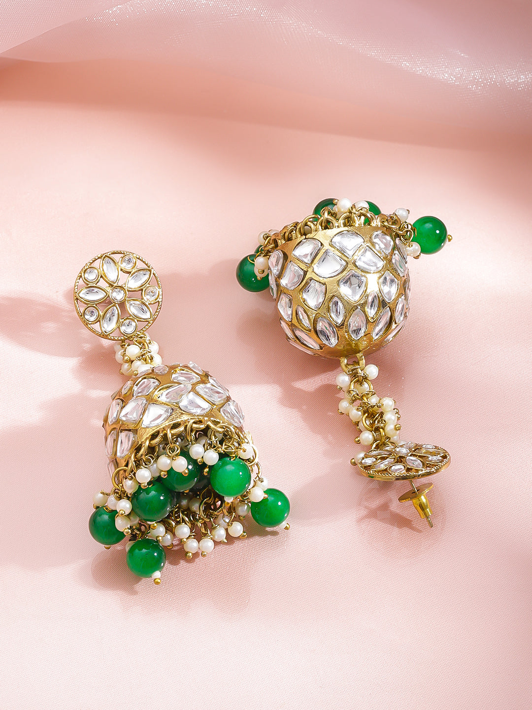 Emerald Whispers Kundan Jhumka フリーサイズ