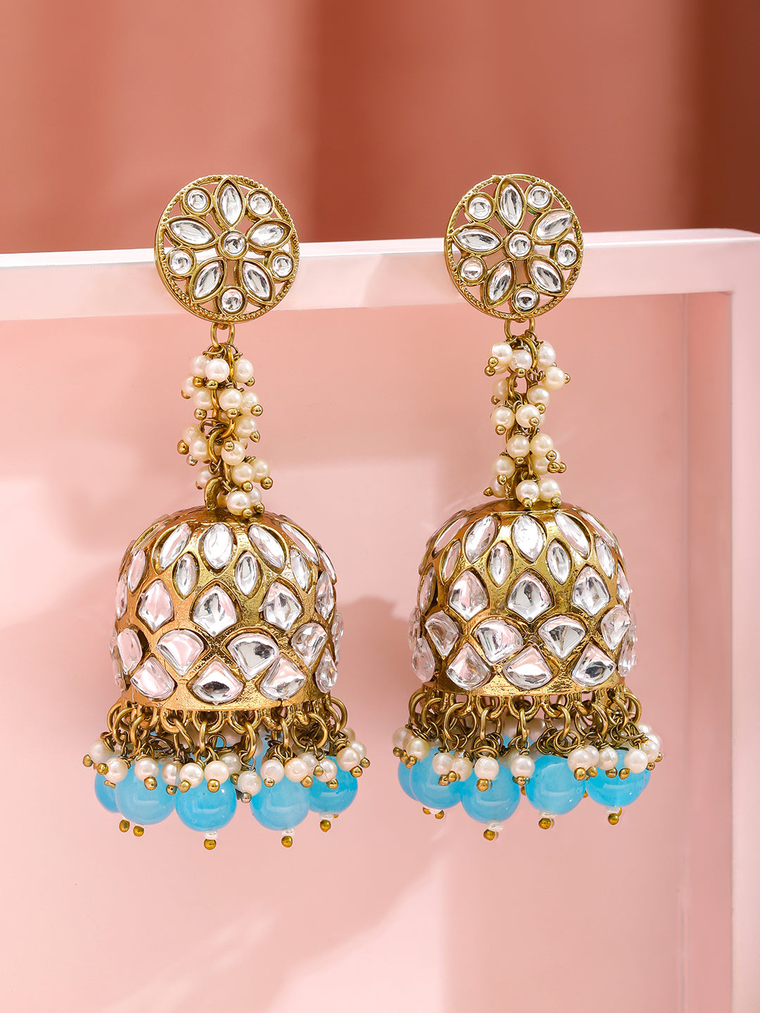 Blue Drops Kundan Jhumka フリーサイズ
