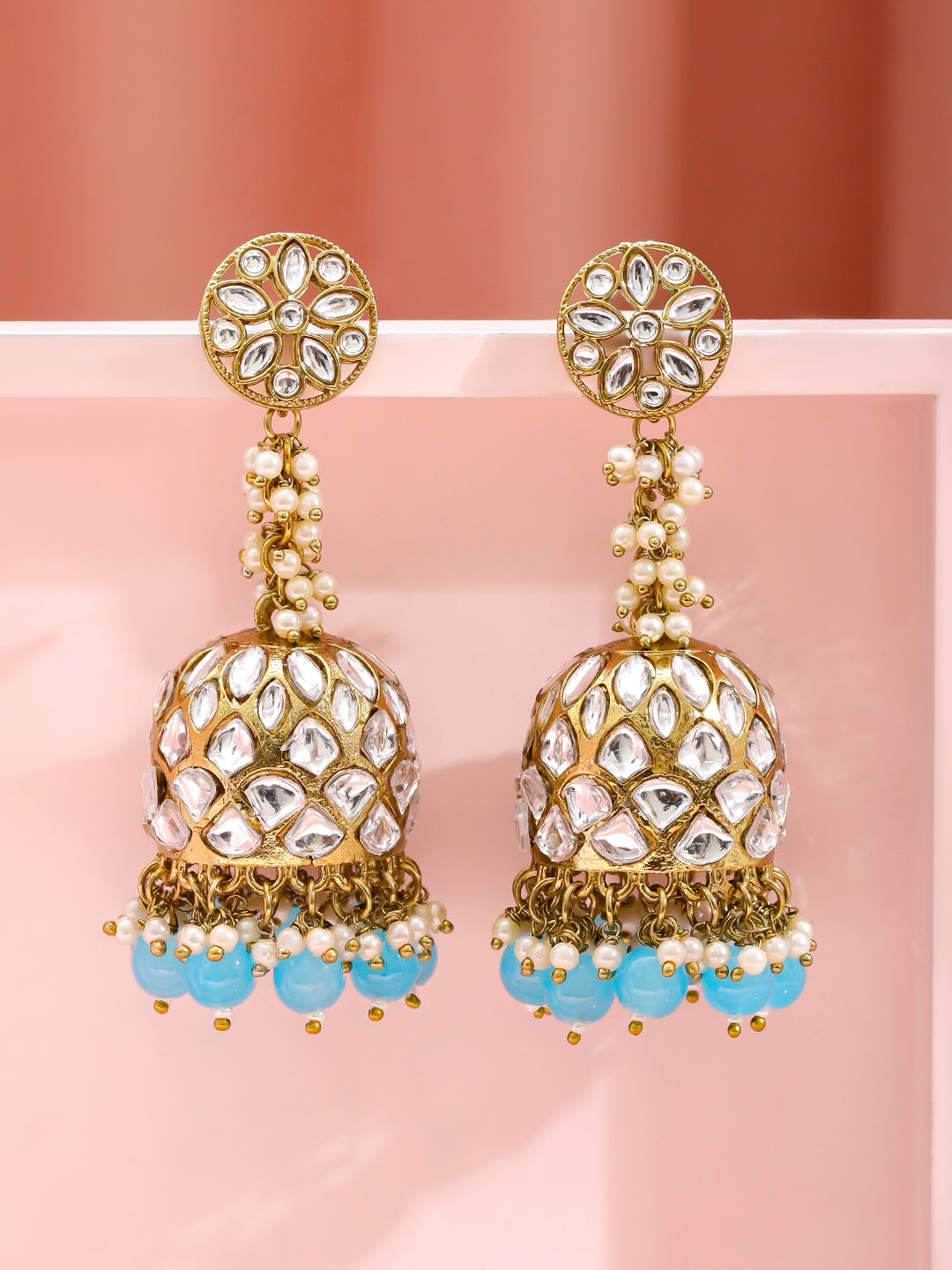 Blue Drops Kundan Jhumka フリーサイズ