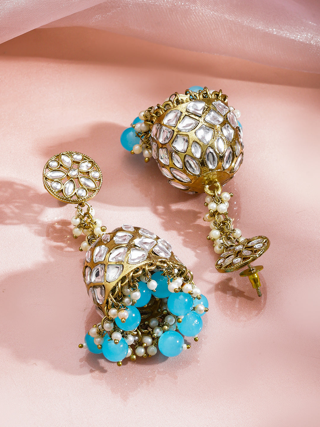 Blue Drops Kundan Jhumka フリーサイズ
