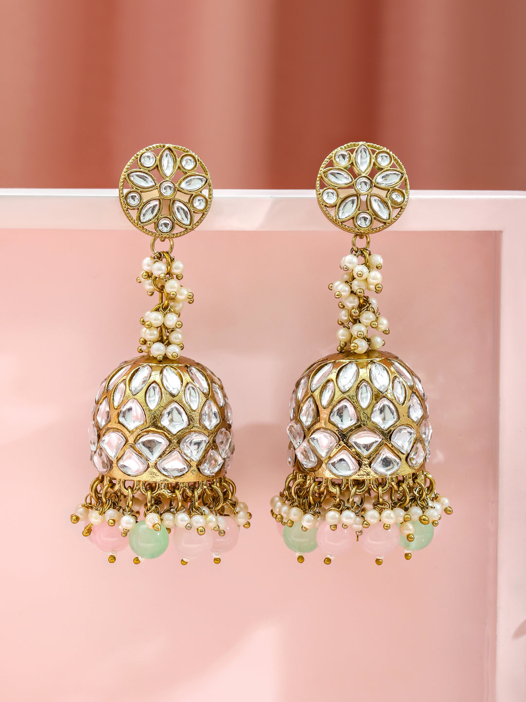 Pastel Glow Kundan Jhumka フリーサイズ