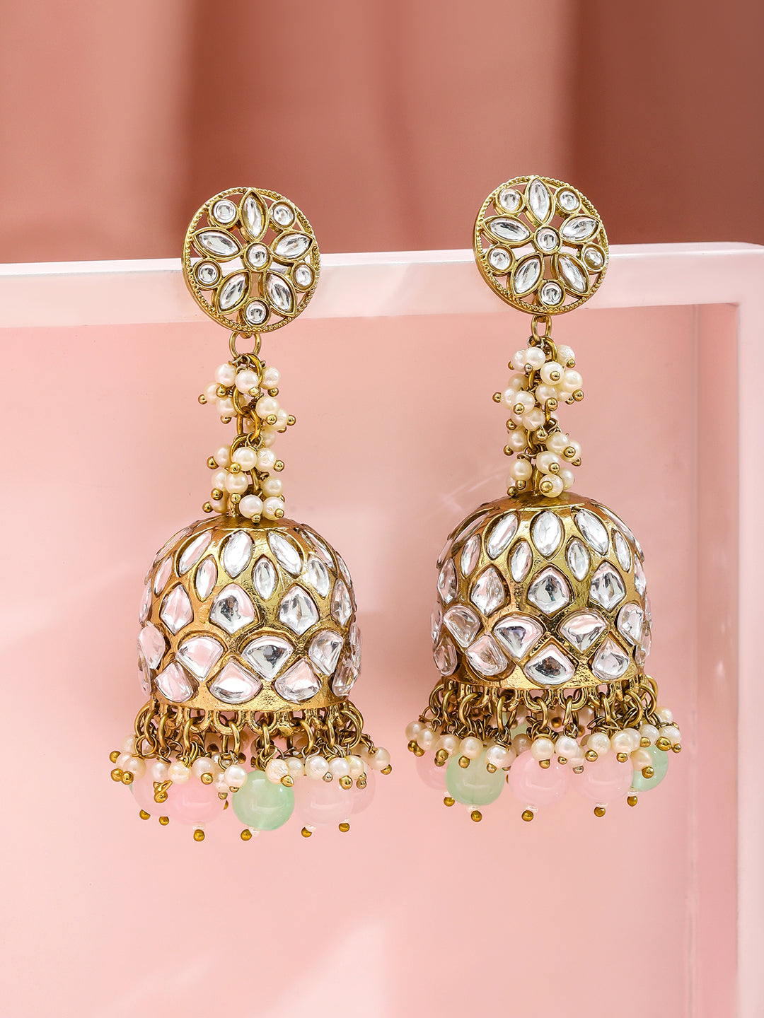 Pastel Glow Kundan Jhumka フリーサイズ