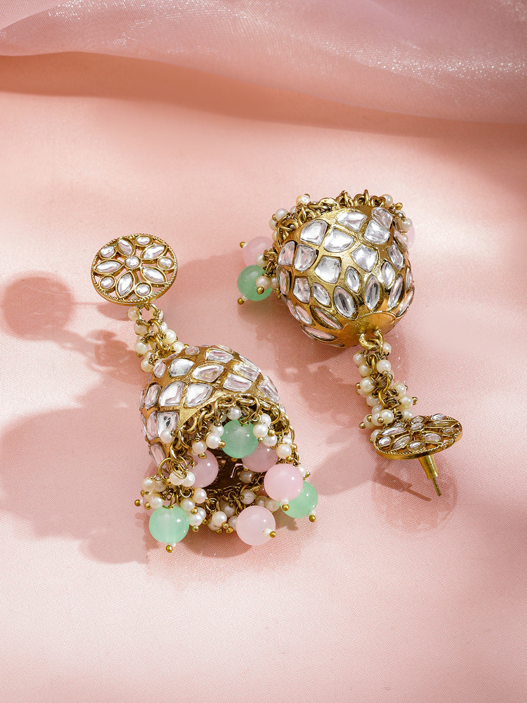 Pastel Glow Kundan Jhumka フリーサイズ