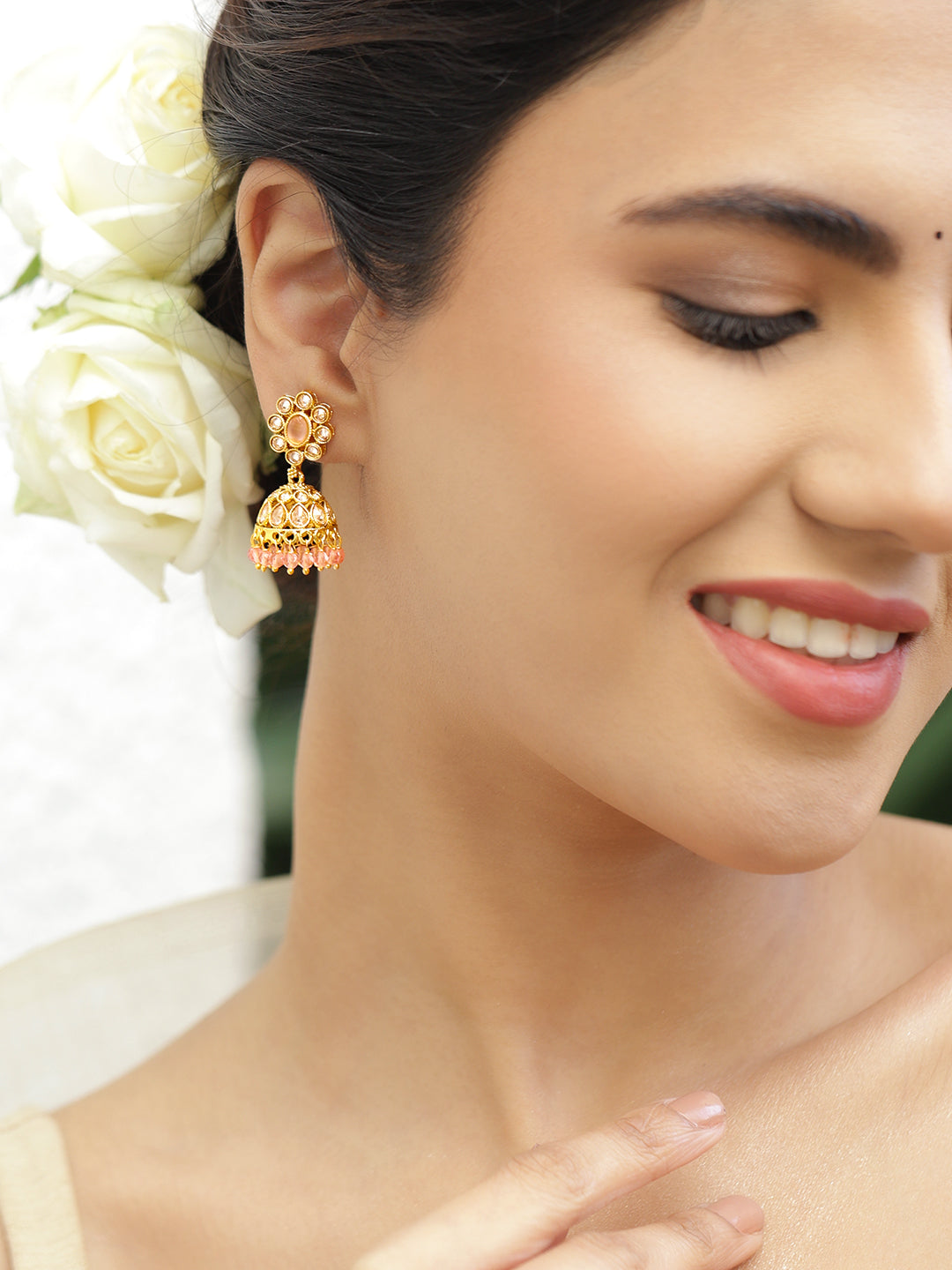 Minimal Pastel Pink Jhumka フリーサイズ