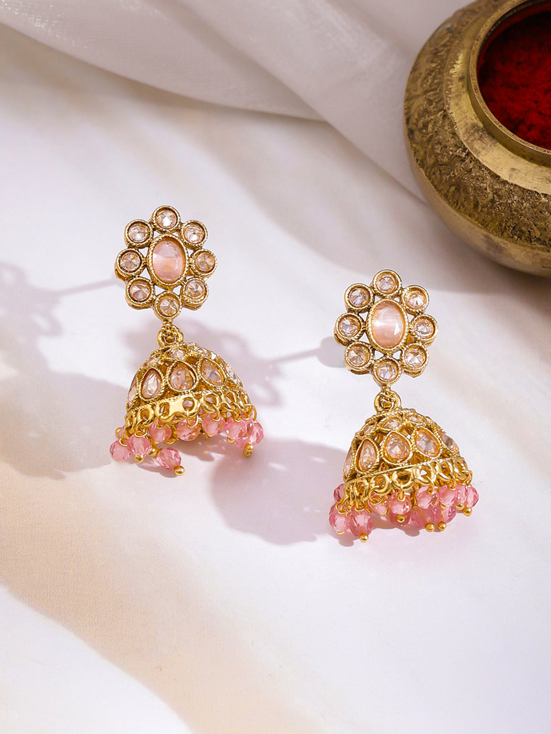 Minimal Pastel Pink Jhumka フリーサイズ