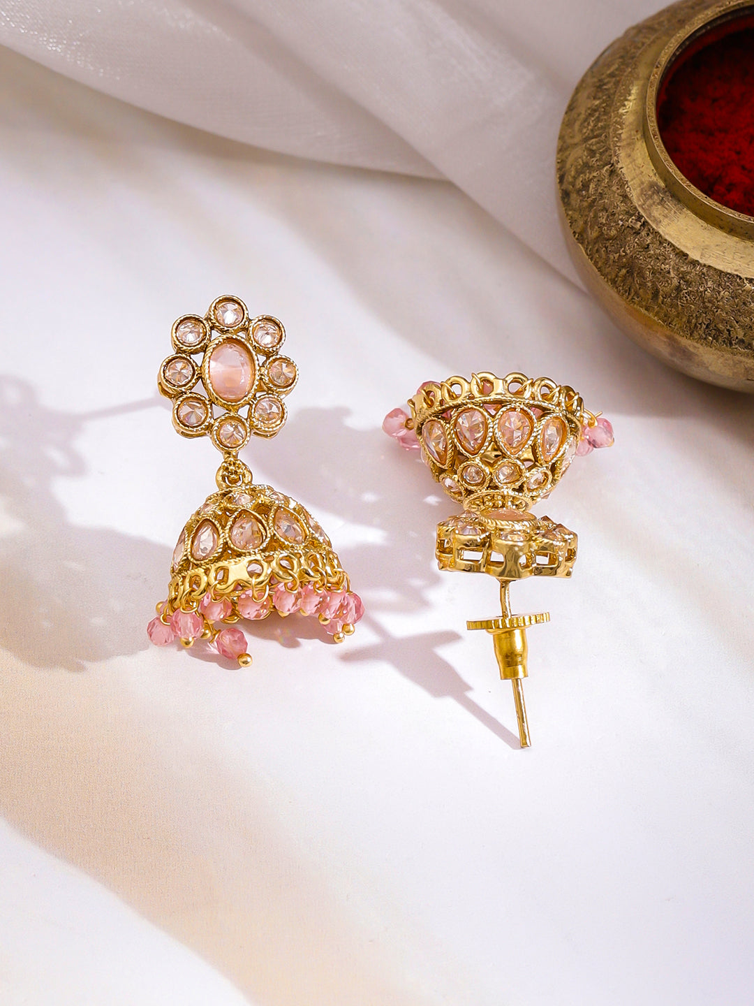 Minimal Pastel Pink Jhumka フリーサイズ