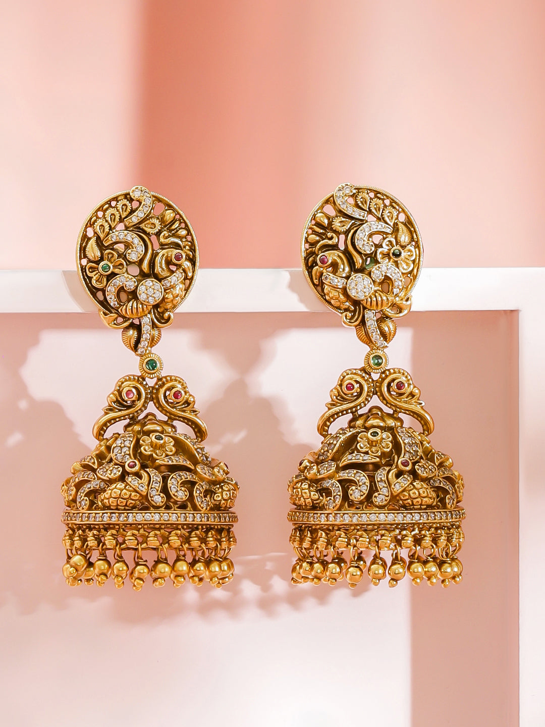 Gold Toned Ethnic Jhumkas フリーサイズ