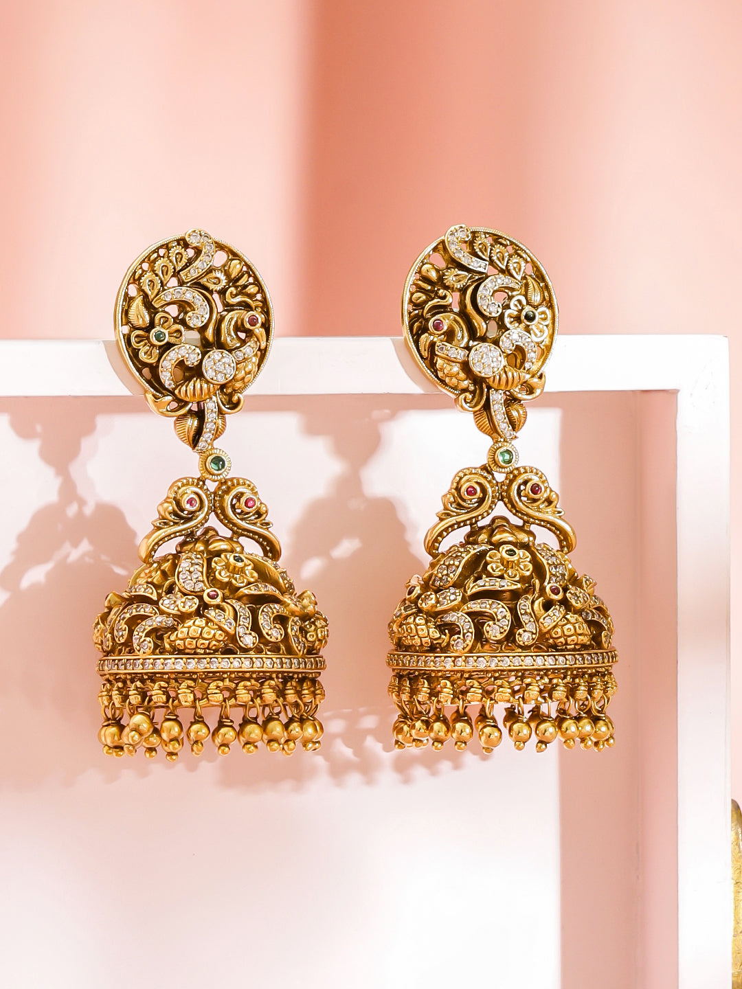 Gold Toned Ethnic Jhumkas フリーサイズ
