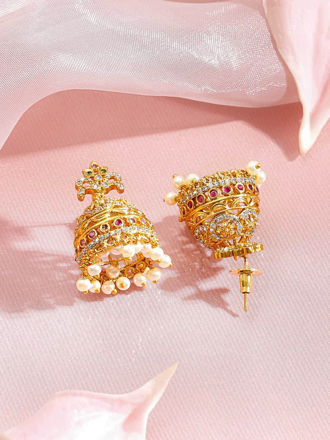 Ruby Glow Bridal Gold Jhumkas フリーサイズ