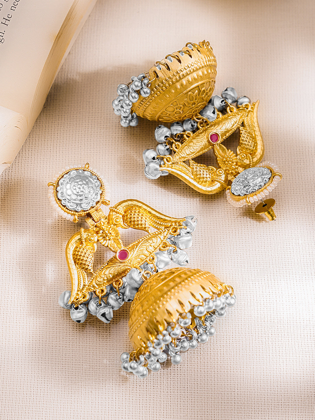 Vintage Bird Motif Oversized Oxidised Jhumkas フリーサイズ